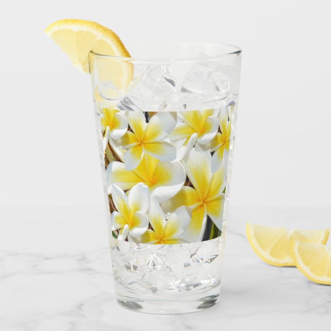 Bouquet Frangipani jaune, Verre à boire (Devant glace)
