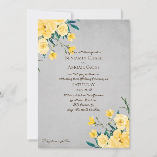 Bouquet jaune Été Printemps Invitation de mariage (Devant)