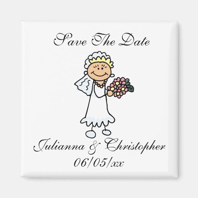 Bouquet Magnet Réservez la date mariée (Devant)