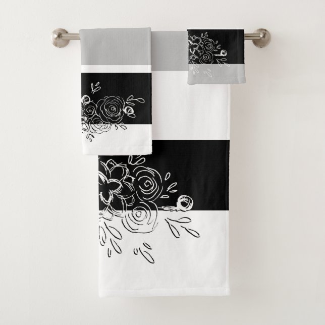 Bouquet noir blanc rayures grises (En situation)