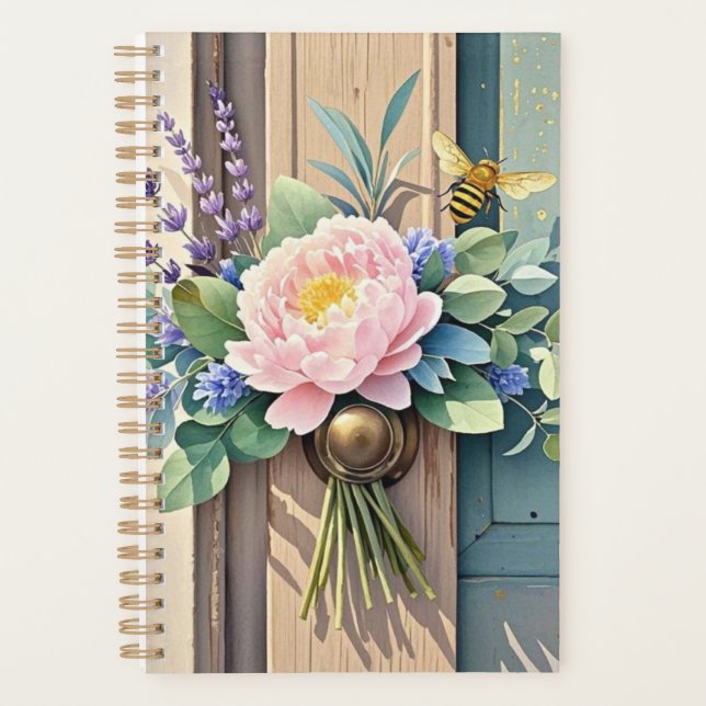 Bouquet pivoines fleurs de lavande rustique (Devant)