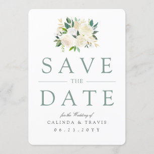 Bouquet Rose blanche Floral Save the date