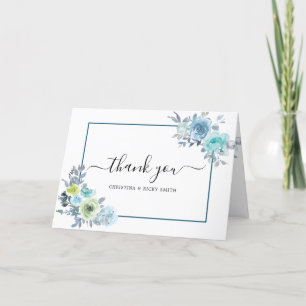Bouquet Rose bleu Aquarelle Fleurs Mariage Merci