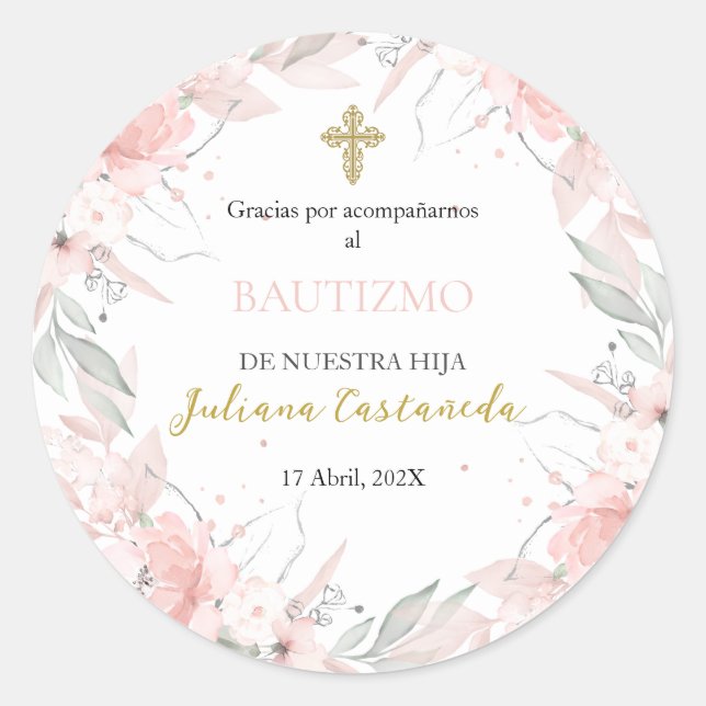 Bouquet rose merci sticker (Devant)