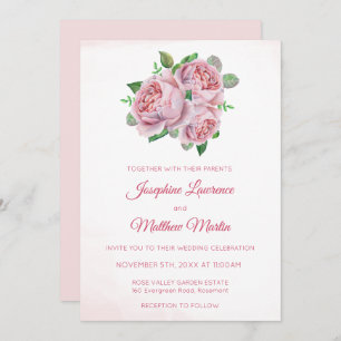 Bouquet Rose Rose Floral Mariages Invitations