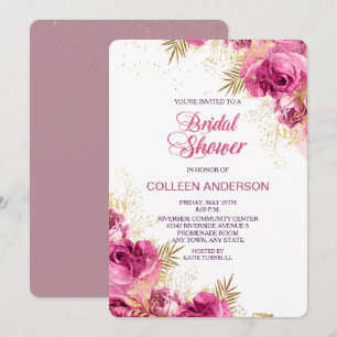 Bouquet Rose Rosée Invitation à la douche nuptiale