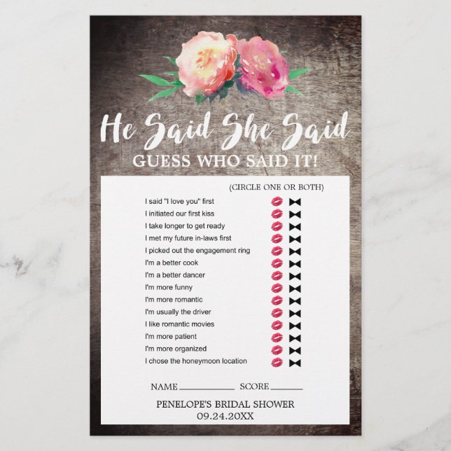 Bouquet Rustique Fleur "Il A Dit Qu'Elle A Dit" Je (Devant)