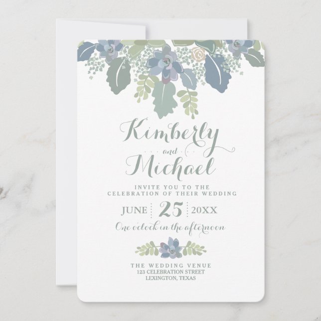 Bouquet Succulent Faire-part de mariage Floral (Devant)