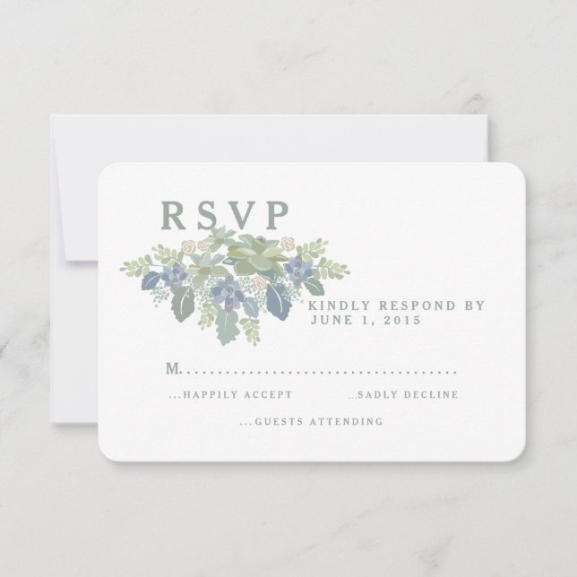 Bouquet Succulent Mariage Floral Réponse RSVP (Devant)