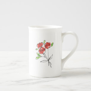 Bouquet Trois Roses Rouges   Mug de Chine osseuse