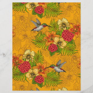 Bouquet tropical et colibris 2