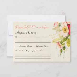 Bouquet vintage Rose Mariage Floral Carte RSVP