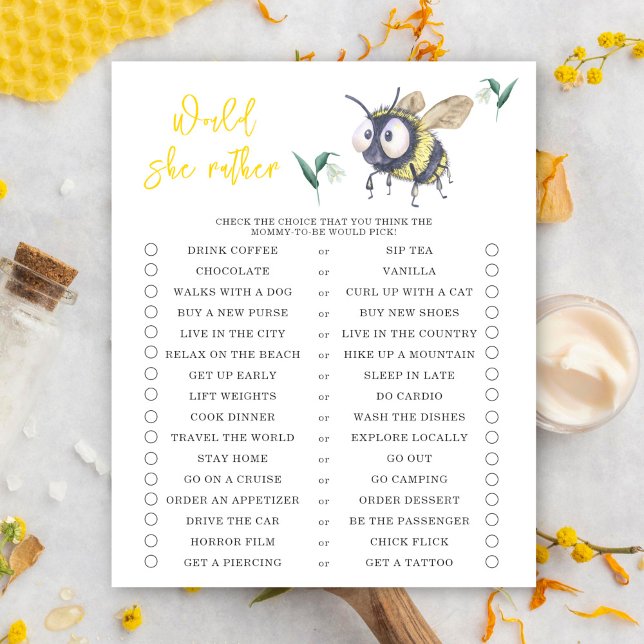 Bourdon - Préférerait-elle - jeu de baby shower (Créateur téléchargé)