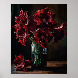 Bourgogne Amaryllis Fleurs d'Art Imprimer Poster