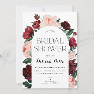 Bourgogne Arch Floral Bridal Show Invitation