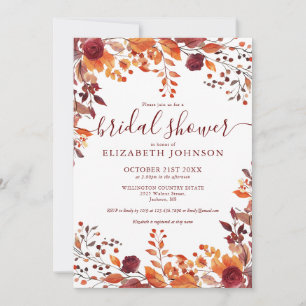 Bourgogne Automne Floral Bridal Show Invitation