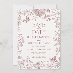 Bourgogne Automne Toile de Jouy Floral Faire-Part 