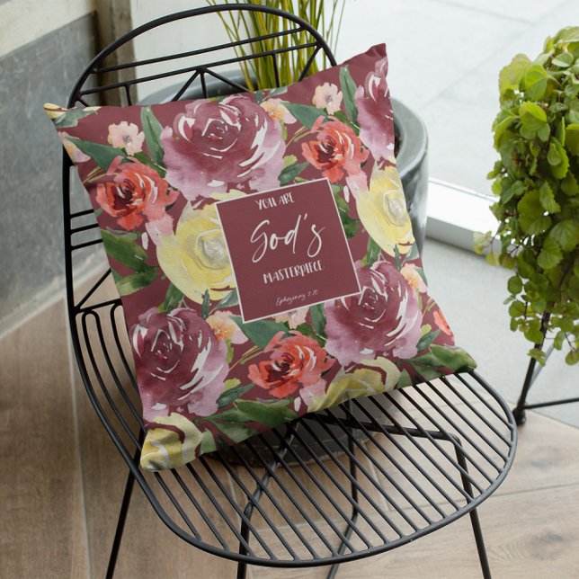 Bourgogne Bible Verse Jeter Oreiller (Créateur téléchargé)