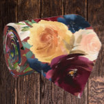 Bourgogne, bleu marine, or Cravate floral<br><div class="desc">Jaune d'or,  bleu marine et bleu poussiéreux Fleurs roses et Belles Fleurs Roses florales Cravate. Idéal pour les occasions formelles et les mariages !</div>