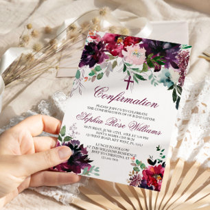 Bourgogne Blush Girl Confirmation Invitation