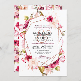 Bourgogne Blush Pink Terrarium Mariage Invitations