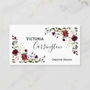 Bourgogne Blush rose Floral Carte de visite modern