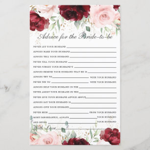 Bourgogne Blush rose Floral conseil pour une marié