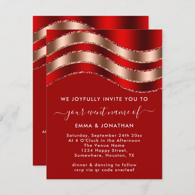 Bourgogne Code QR Rose Fête des mariées Mariage ro (Devant / Derrière)