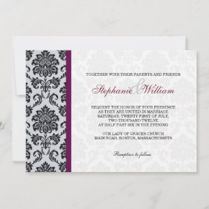 Bourgogne Damask Monogram Invitation