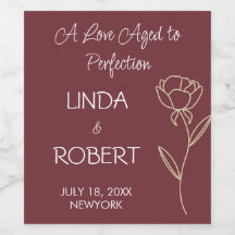 Bourgogne Élégant Étiquette de vin de mariage