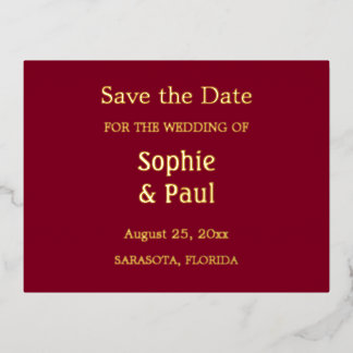 Bourgogne Enregistrer la date Foil Invitation Cart