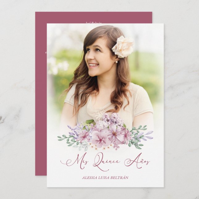 Bourgogne Espagne Mis XV Años Photo Floral Garland (Devant / Derrière)