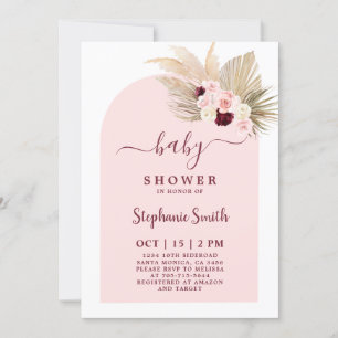 Bourgogne et Baby shower Boho rose Invitation fill