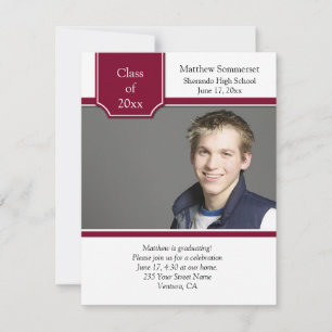 Bourgogne et blanc - Invitation de diplôme photo