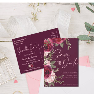 Bourgogne et Blush Faire-Part Floral de mariage à 