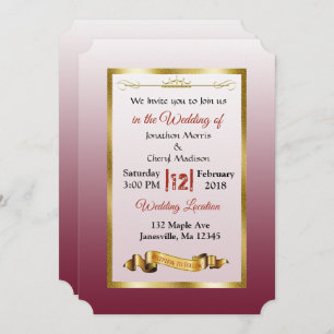 Bourgogne et Gold Gradient Mariage Invitations