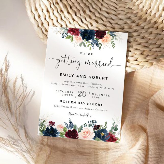 Bourgogne et Mariage de la Marine Invitation (Créateur téléchargé)