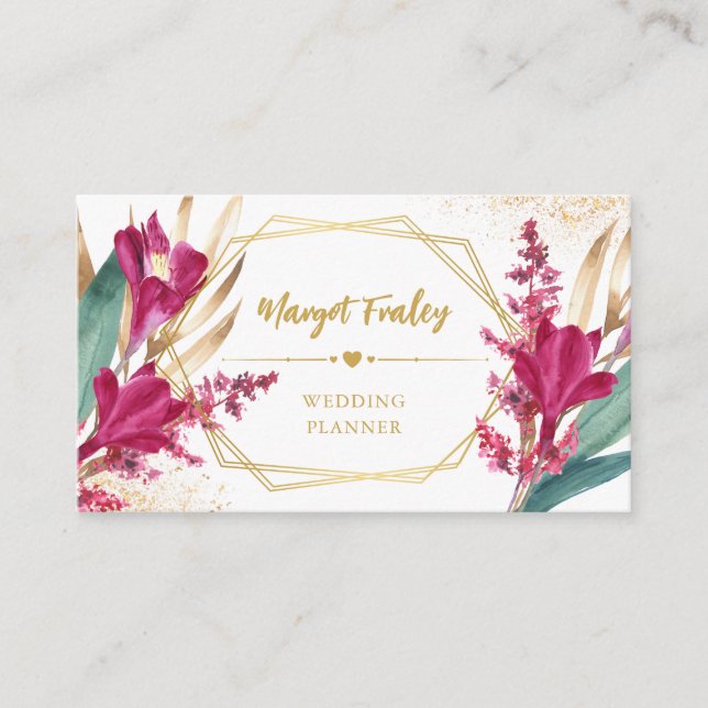 Bourgogne et or | CARTE DE VISITE WEDDING PLANNER (Devant)