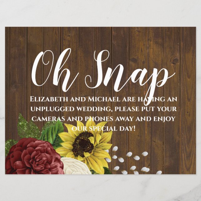 Bourgogne et tournesol Budget Mariage thématique (Devant)