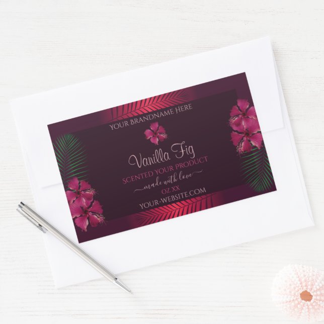 Bourgogne Étiquettes Hawaii Fleurs Palm Feuilles (Enveloppe)