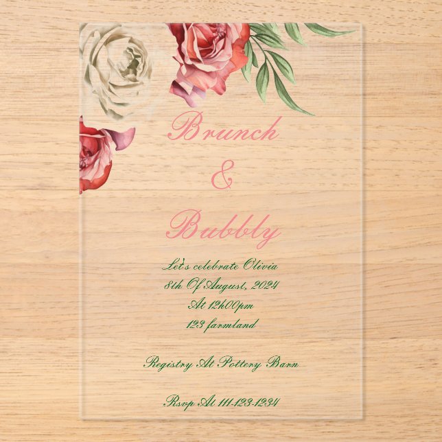 Bourgogne fleurie Botanique nuptiale invitation (Recto)