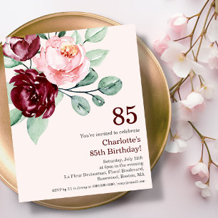 Bourgogne Floral 85e Budget Anniversaire Invitatio