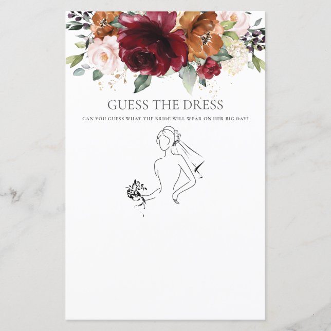 Bourgogne Floral Fun Bridal Guess Dress Game (Devant)