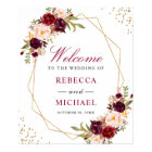 Bourgogne Floral Gold Frame Mariage Affiche de bie