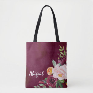 Bourgogne Floral Peonies Sac fourre-tout personnal