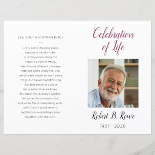 Bourgogne Floral Photo Celebration of Life Program