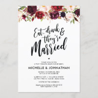 Bourgogne Floral Post Mariage Brunch Invitation