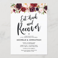 Bourgogne Floral Post Mariage Brunch Invitation