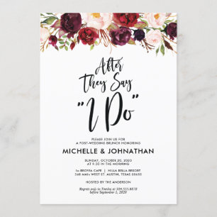Bourgogne Floral Post Mariage Brunch Invitation