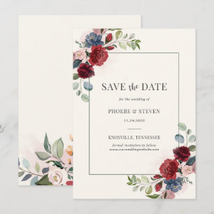 Bourgogne Floral Rustic Botanical Enregistrer la d